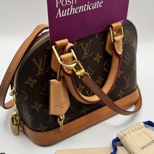 Posh Authenticated Louis Vuitton Alma BB Brown Monogram Women's Bag